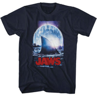 Thumbnail for JAWS-JAWS MOONLIGHT SHARK FIN-NAVY ADULT S/S TSHIRT