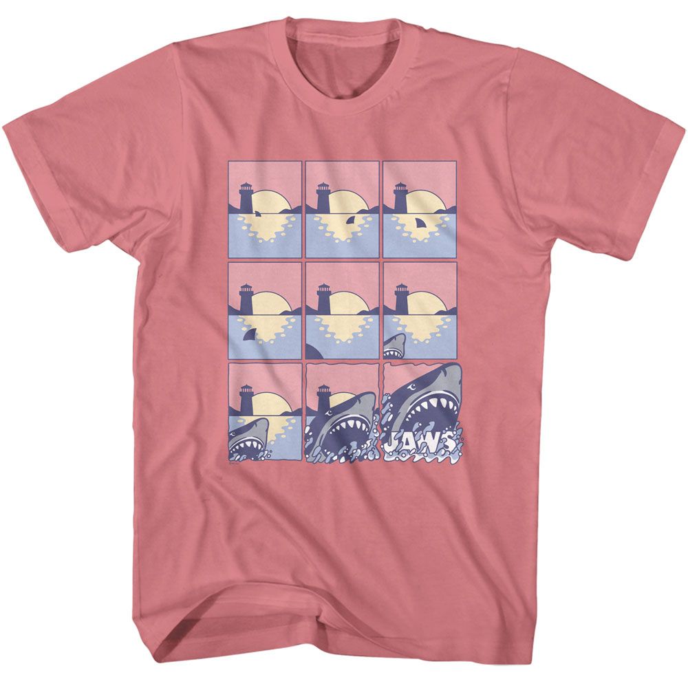 JAWS-JAWS PASTEL COMIC STRIP-MAUVELOUS ADULT S/S TSHIRT