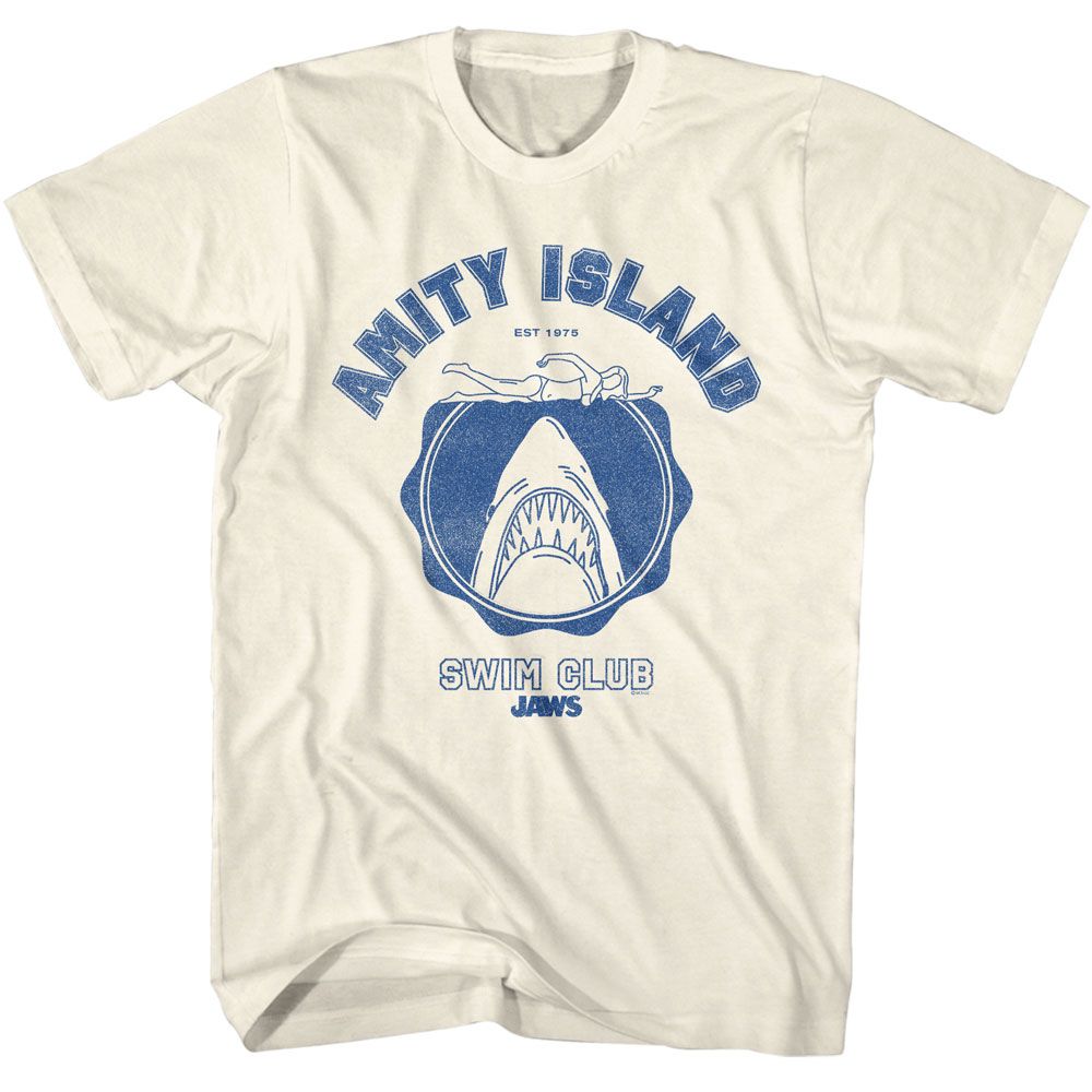 JAWS-JAWS AMITY ISLAND SWIM CLUB-NATURAL ADULT S/S TSHIRT