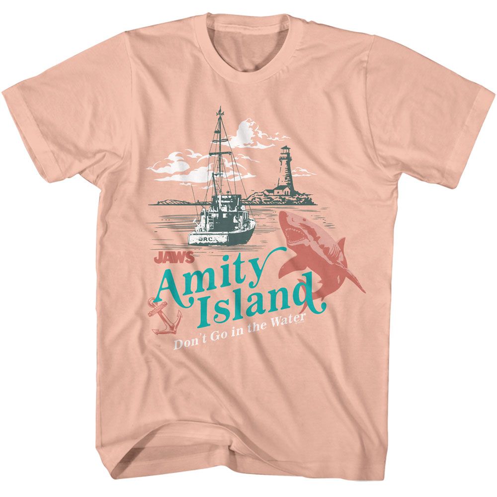 JAWS-JAWS DONT GO IN THE WATER-PEACH ADULT S/S TSHIRT
