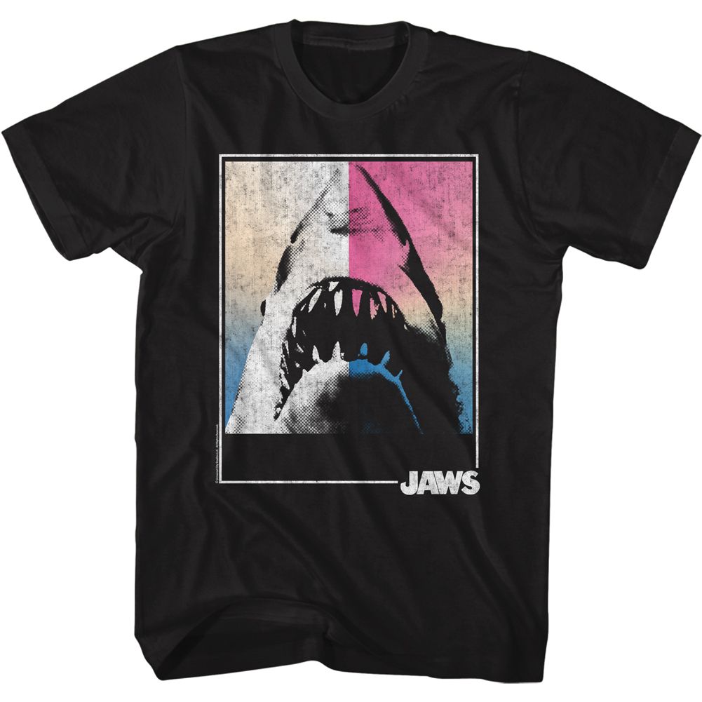 JAWS-SQUARE SHARK-BLACK ADULT S/S TSHIRT