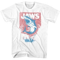 Thumbnail for JAWS-SHARK AND BOAT FIRE-WHITE ADULT S/S TSHIRT