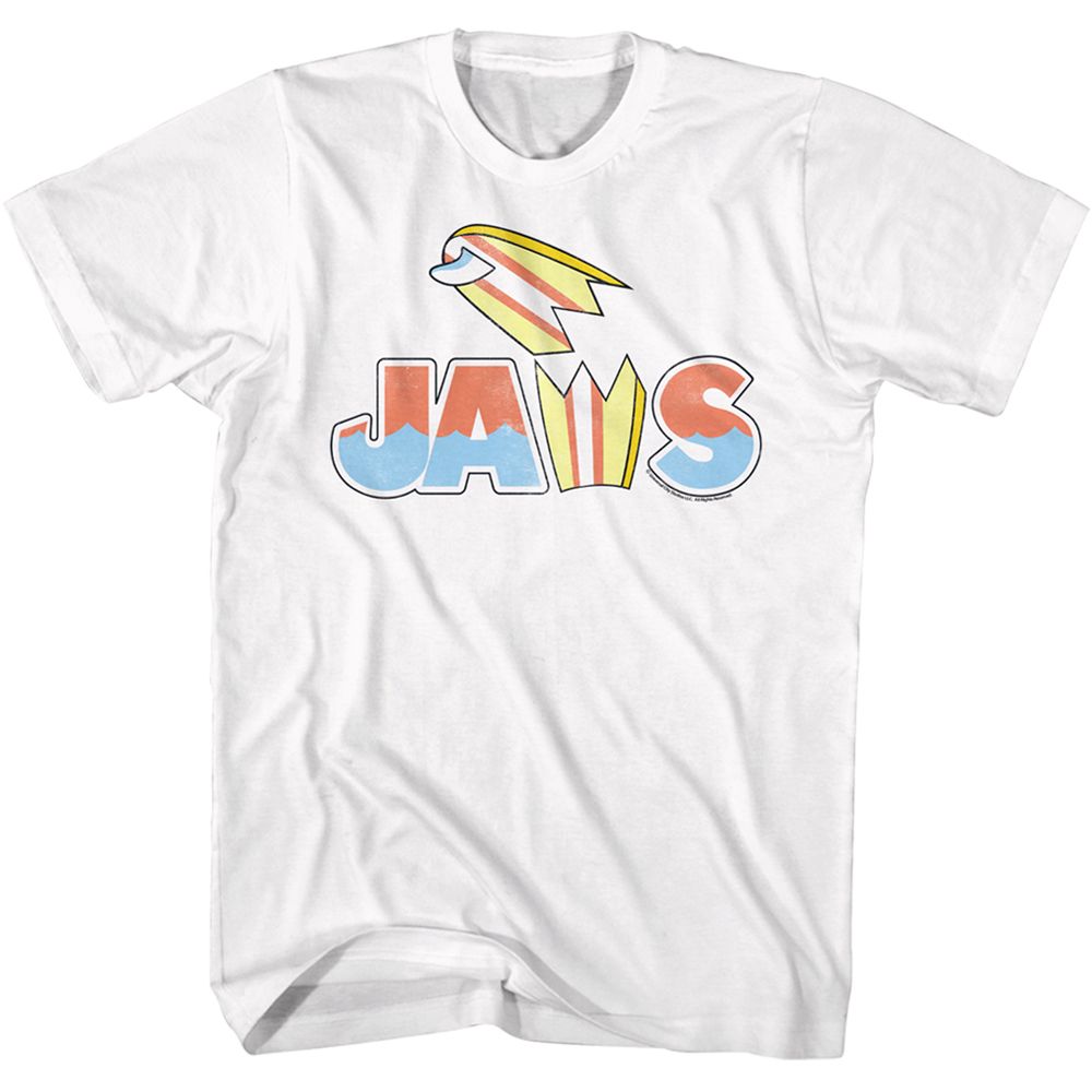 JAWS-BROKEN SURFBOARD-WHITE ADULT S/S TSHIRT