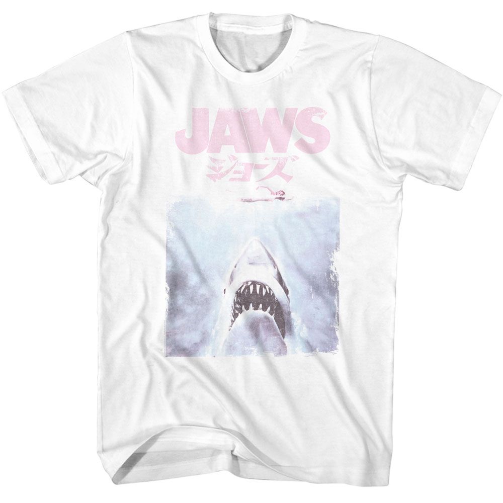 JAWS-JAWS FADED KANJI-WHITE ADULT S/S TSHIRT