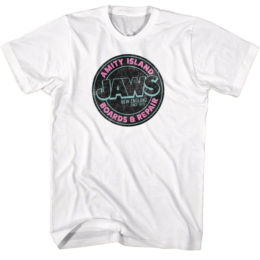 JAWS-JAWS BOARDS AND REPAIR-WHITE ADULT S/S TSHIRT