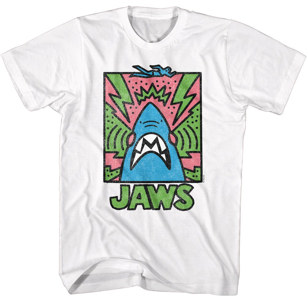 JAWS-JAWS ABSTRACT DOODLE-WHITE ADULT S/S TSHIRT