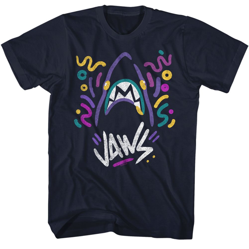 JAWS-JAWS DOODLES-NAVY ADULT S/S TSHIRT