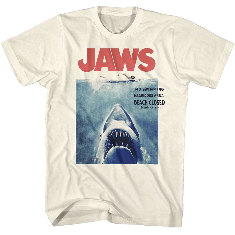 JAWS-JAWS NO SWIMMING-NATURAL ADULT S/S TSHIRT