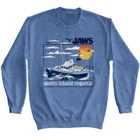 Thumbnail for JAWS-JAWS AMITY ISLAND REGATTA-VINTAGE BLUE HEATHER ADULT L/S SWEATSHIRT