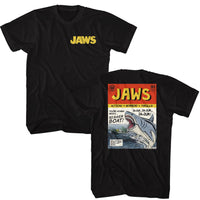 Thumbnail for JAWS-JAWS COMIC FRONT AND BACK-BLACK ADULT S/S TSHIRT
