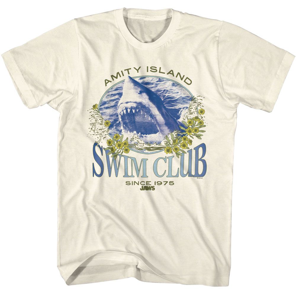 JAWS-JAWS SWIM CLUB SINCE 1975-NATURAL ADULT S/S TSHIRT