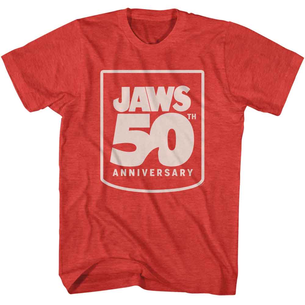 JAWS-JAWS 50TH ANNIVERSARY-RED HEATHER ADULT S/S TSHIRT