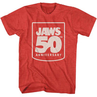 Thumbnail for JAWS-JAWS 50TH ANNIVERSARY-RED HEATHER ADULT S/S TSHIRT