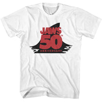 Thumbnail for JAWS-JAWS 50TH ANNIVERSARY FIN-WHITE ADULT S/S TSHIRT