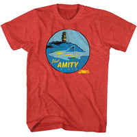 Thumbnail for JAWS-JAWS VISIT AMITY-RED HEATHER ADULT S/S TSHIRT
