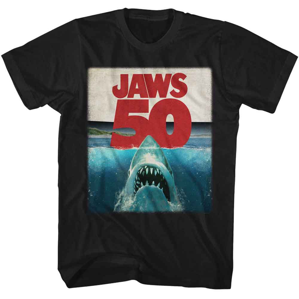 JAWS-JAWS 50TH SHARK UNDER WATER-BLACK ADULT S/S TSHIRT