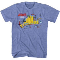 Thumbnail for JAWS-JAWS 75 ISLAND MAP-LIGHT BLUE HEATHER ADULT S/S TSHIRT