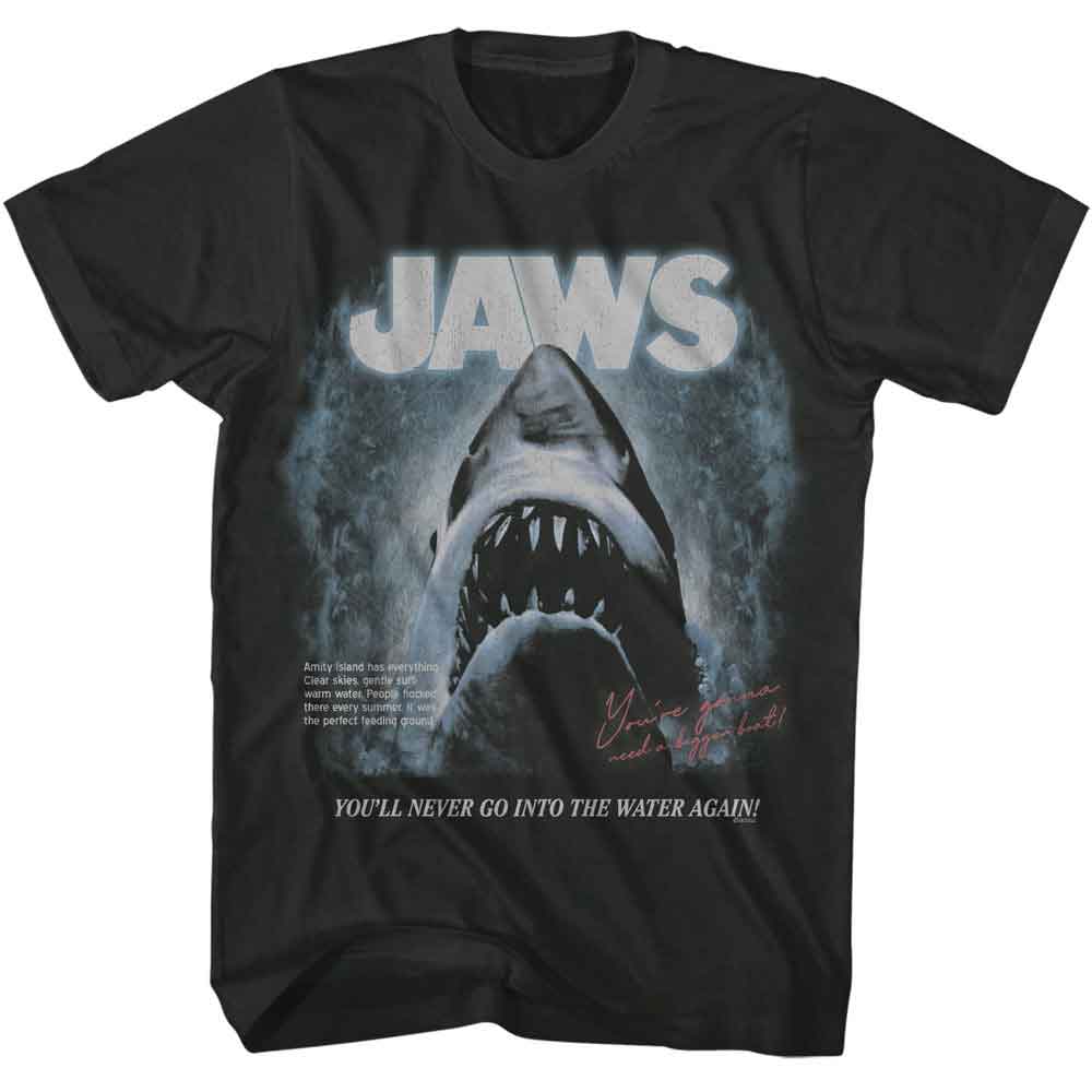 JAWS-JAWS FADED BACKGROUND-SMOKE ADULT S/S TSHIRT
