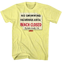 Thumbnail for JAWS-HAZARDOUS-YELLOW HEATHER ADULT S/S TSHIRT