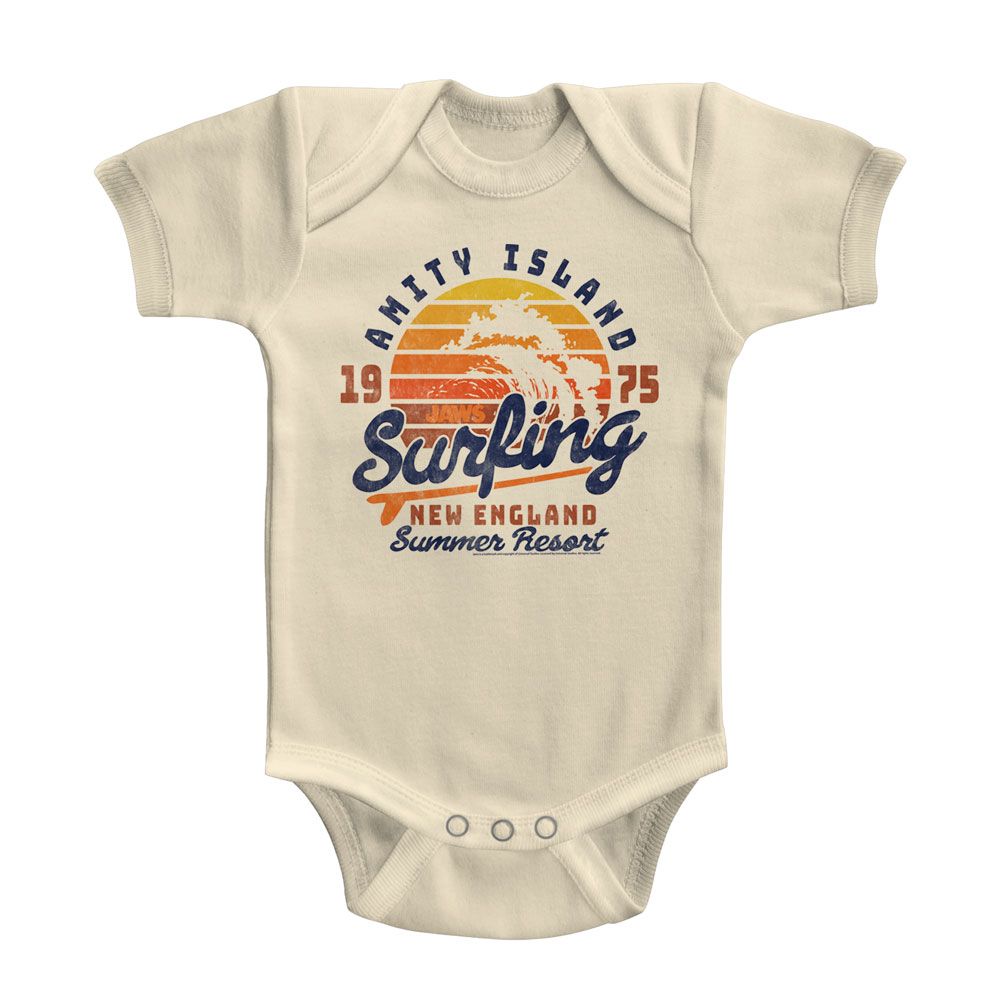 JAWS-AMITY SURFING-NATURAL INFANT S/S BODYSUIT