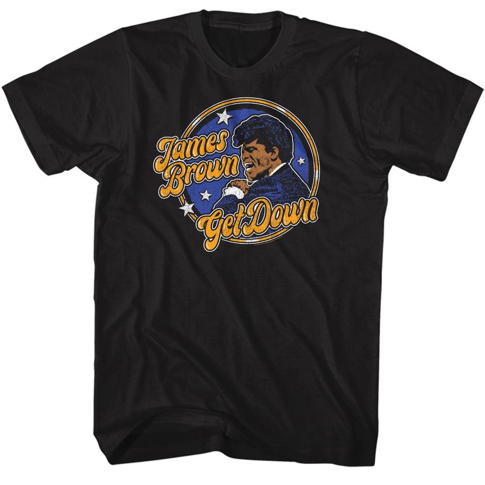 JAMES BROWN-JAMES BROWN GET DOWN CIRCLE-BLACK ADULT S/S TSHIRT