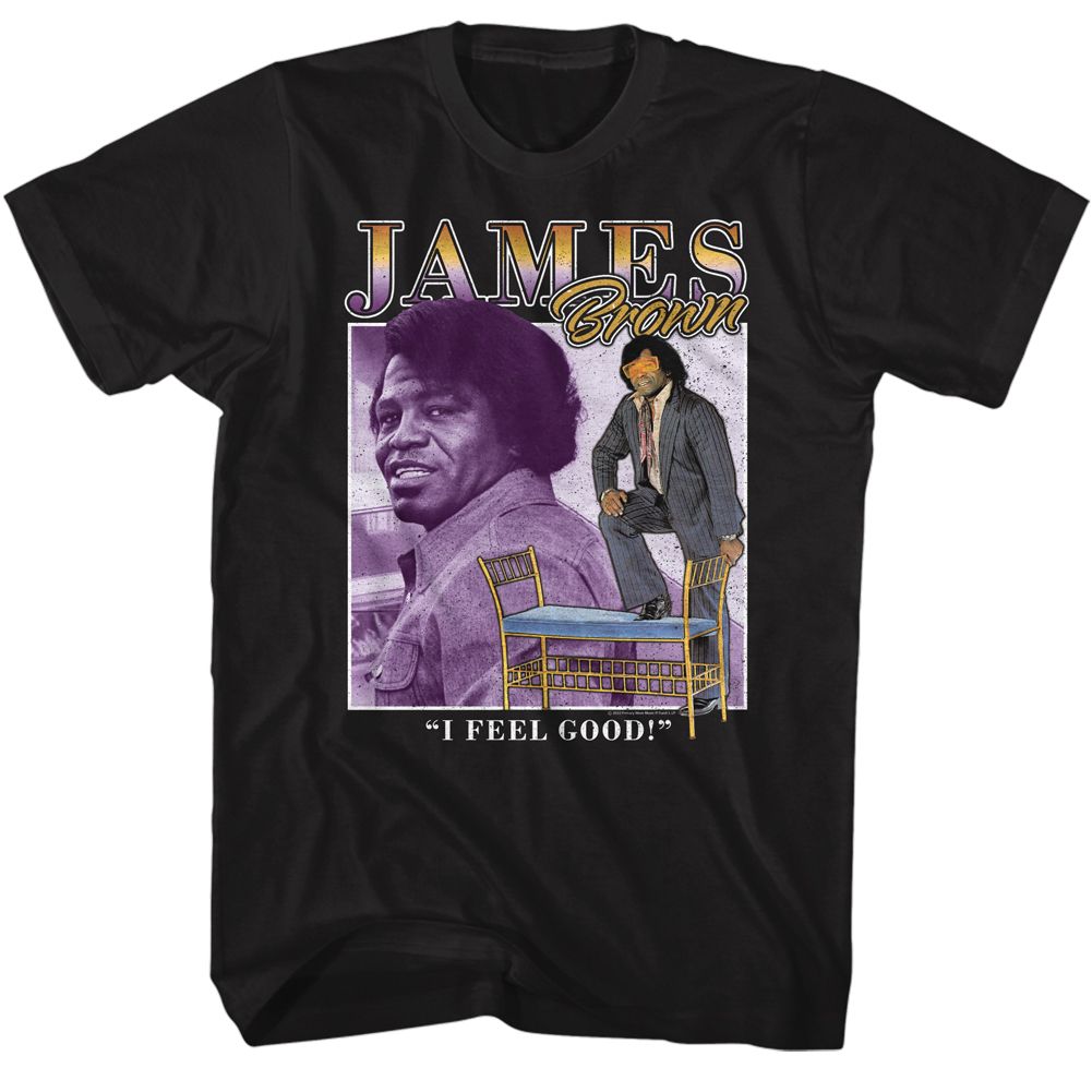 JAMES BROWN-JAMES BROWN TWO PIC SQUARE-BLACK ADULT S/S TSHIRT