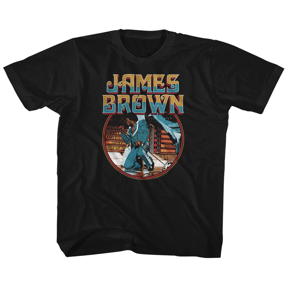 JAMES BROWN-JAMES BROWN KNEEL CIRCLE-BLACK YOUTH S/S TSHIRT