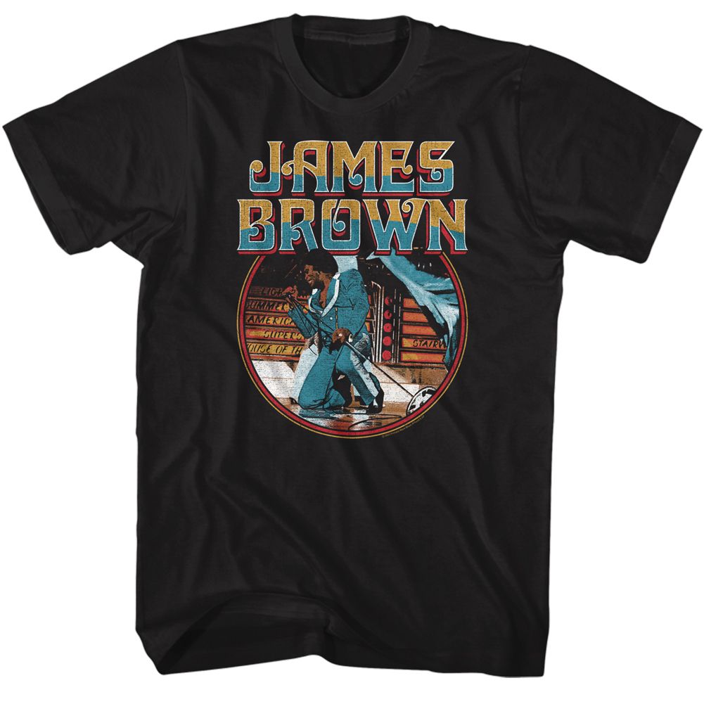 JAMES BROWN-JAMES BROWN KNEEL CIRCLE-BLACK ADULT S/S TSHIRT