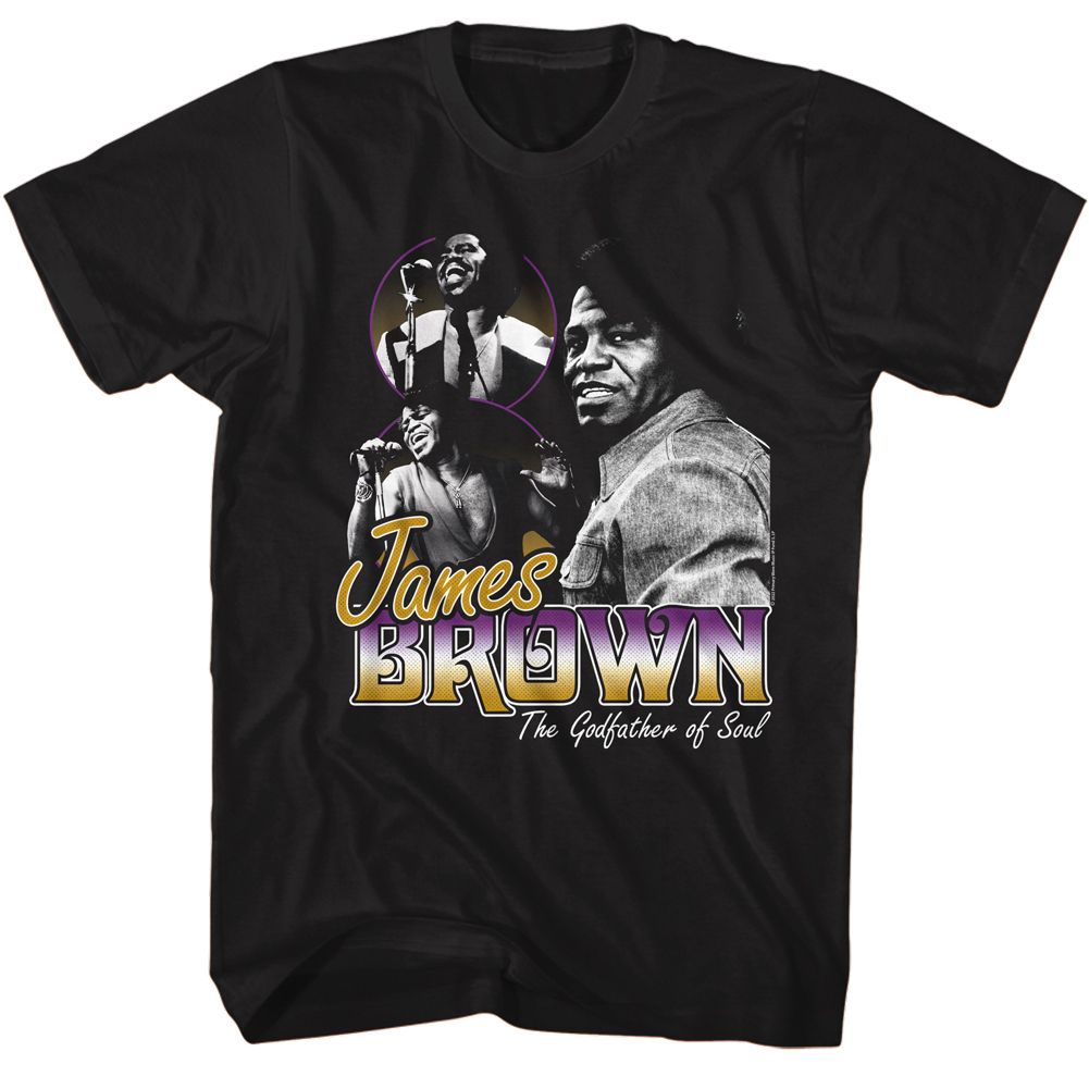 JAMES BROWN-JAMES BROWN GODFATHER OF SOUL-BLACK ADULT S/S TSHIRT