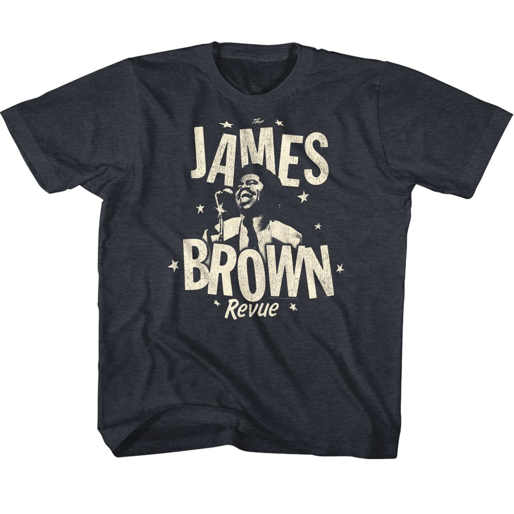 JAMES BROWN-JAMES BROWN MONOCHROME REVUE-NAVY HEATHER YOUTH S/S TSHIRT