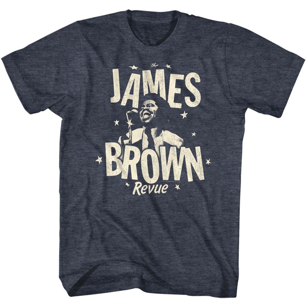 JAMES BROWN-JAMES BROWN MONOCHROME REVUE-NAVY HEATHER ADULT S/S TSHIRT