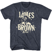 Thumbnail for JAMES BROWN-JAMES BROWN MONOCHROME REVUE-NAVY HEATHER ADULT S/S TSHIRT