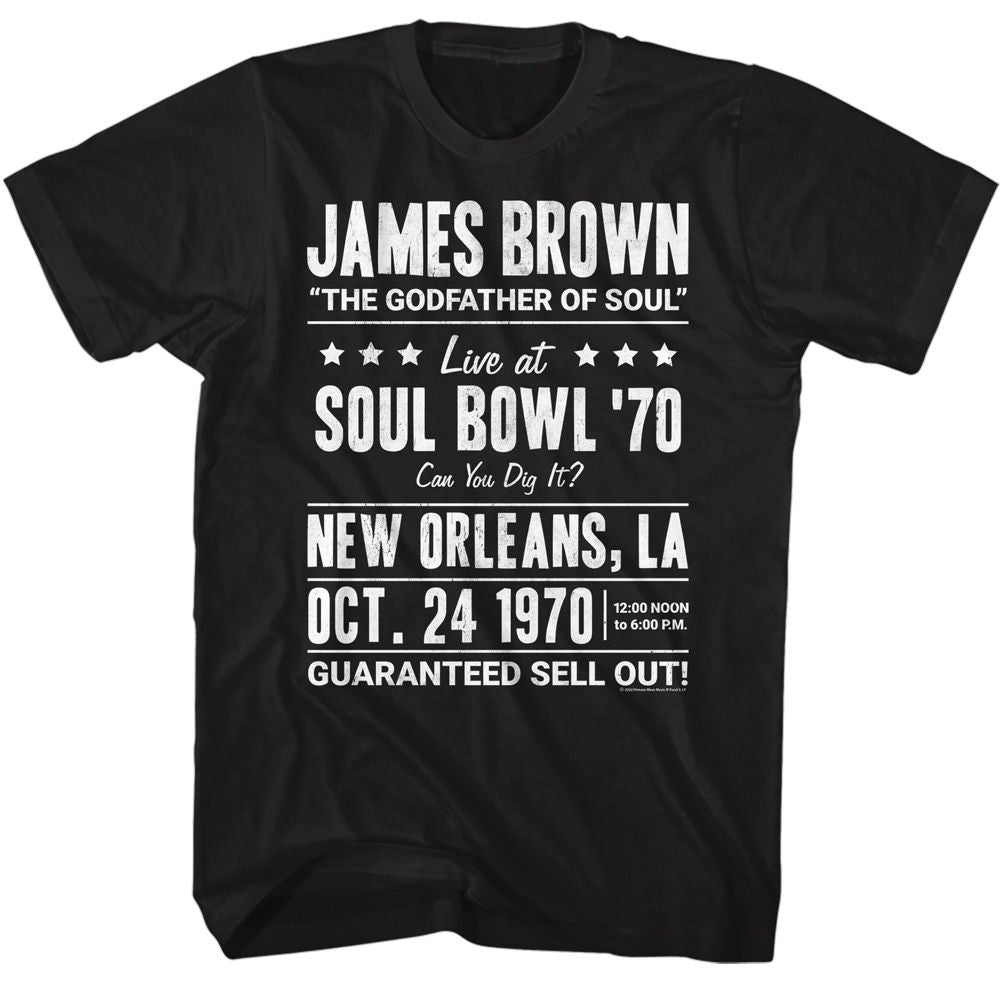 JAMES BROWN-JAMES BROWN SOUL BOWL 1970-BLACK ADULT S/S TSHIRT