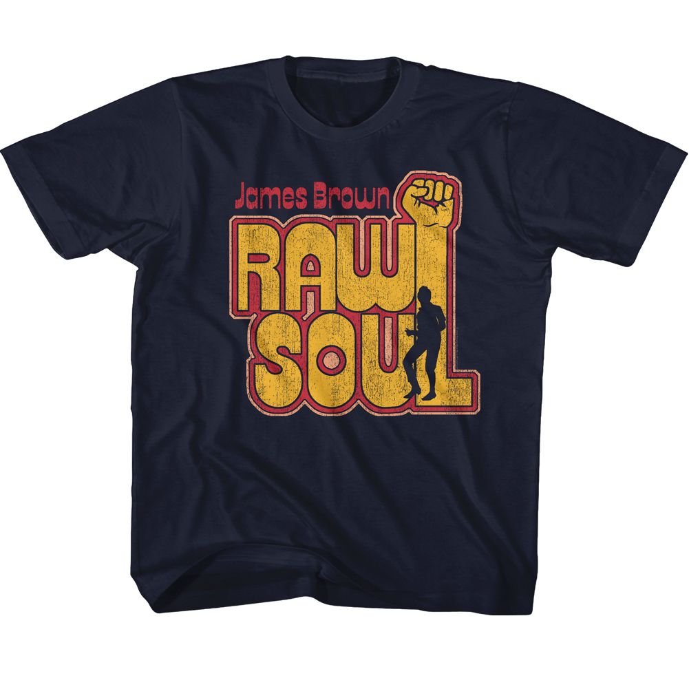 JAMES BROWN-JAMES BROWN RAW SOUL-NAVY YOUTH S/S TSHIRT