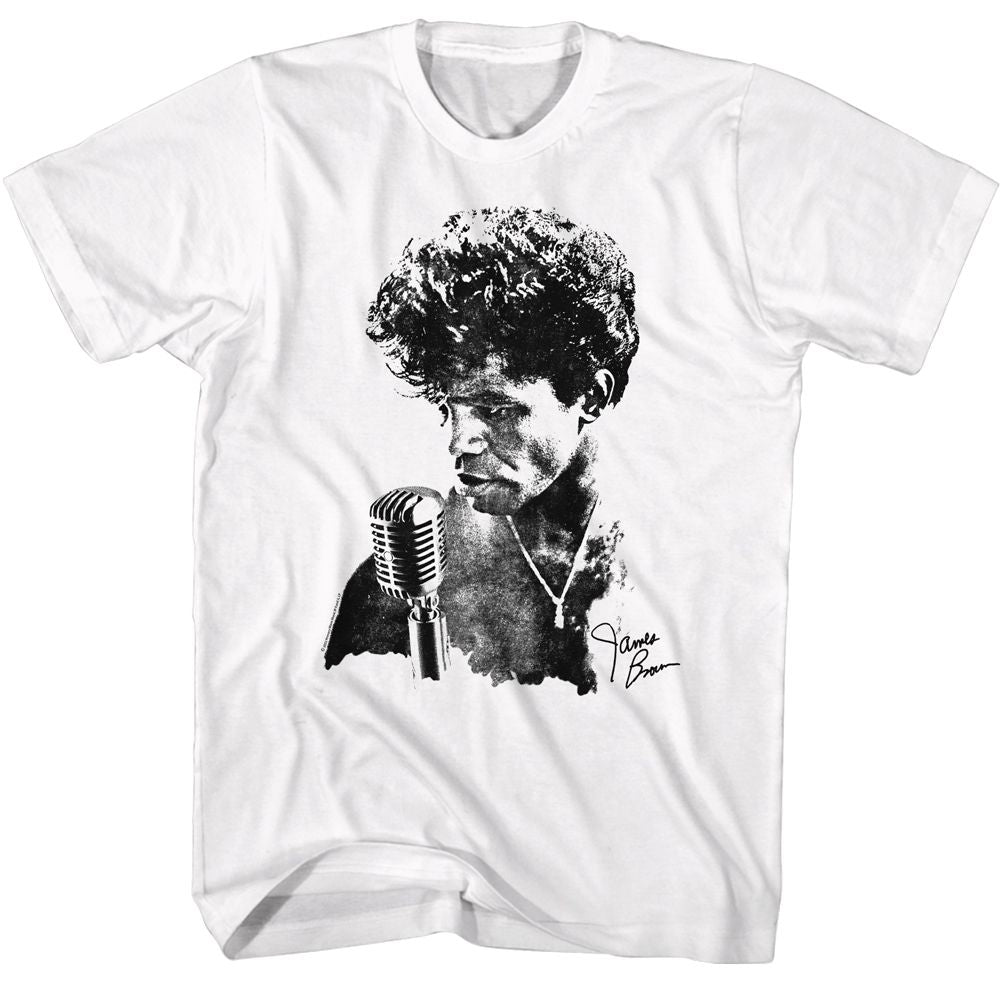 JAMES BROWN-JAMES BROWN JB MICROPHONE-WHITE ADULT S/S TSHIRT