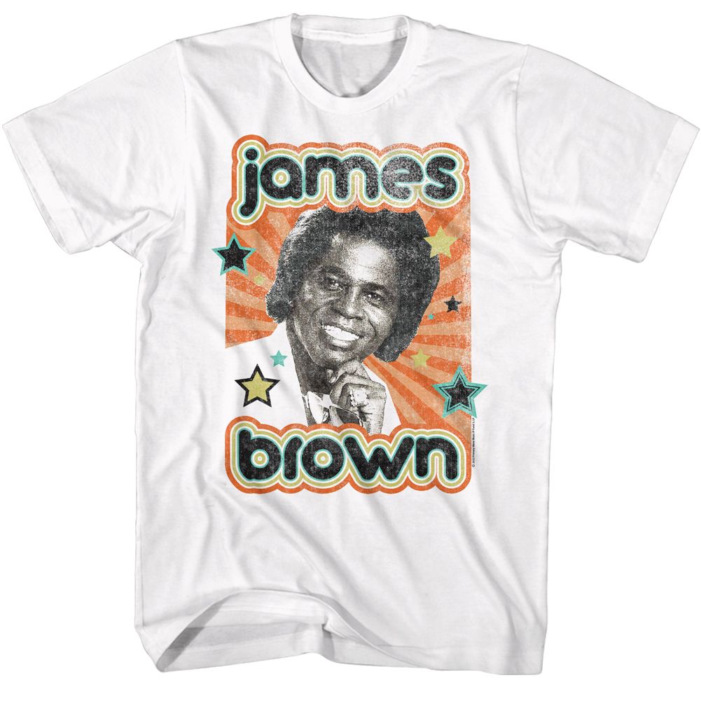JAMES BROWN-JAMES BROWN STARS-WHITE ADULT S/S TSHIRT
