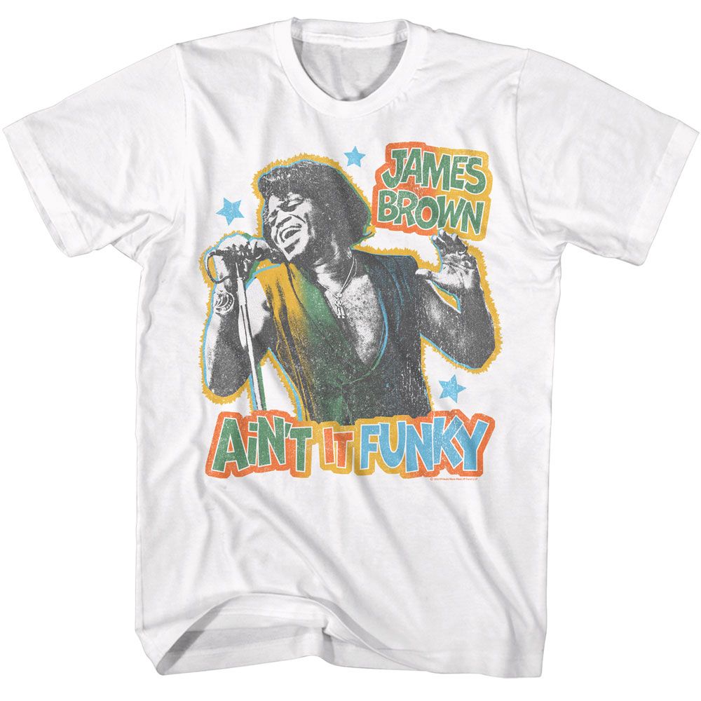 JAMES BROWN-JAMES BROWN FUNKY-WHITE ADULT S/S TSHIRT