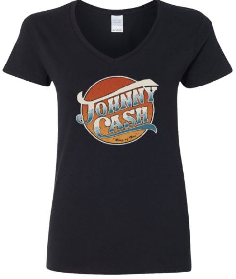 Johnny Cash Ring Of Fire V Neck Tee