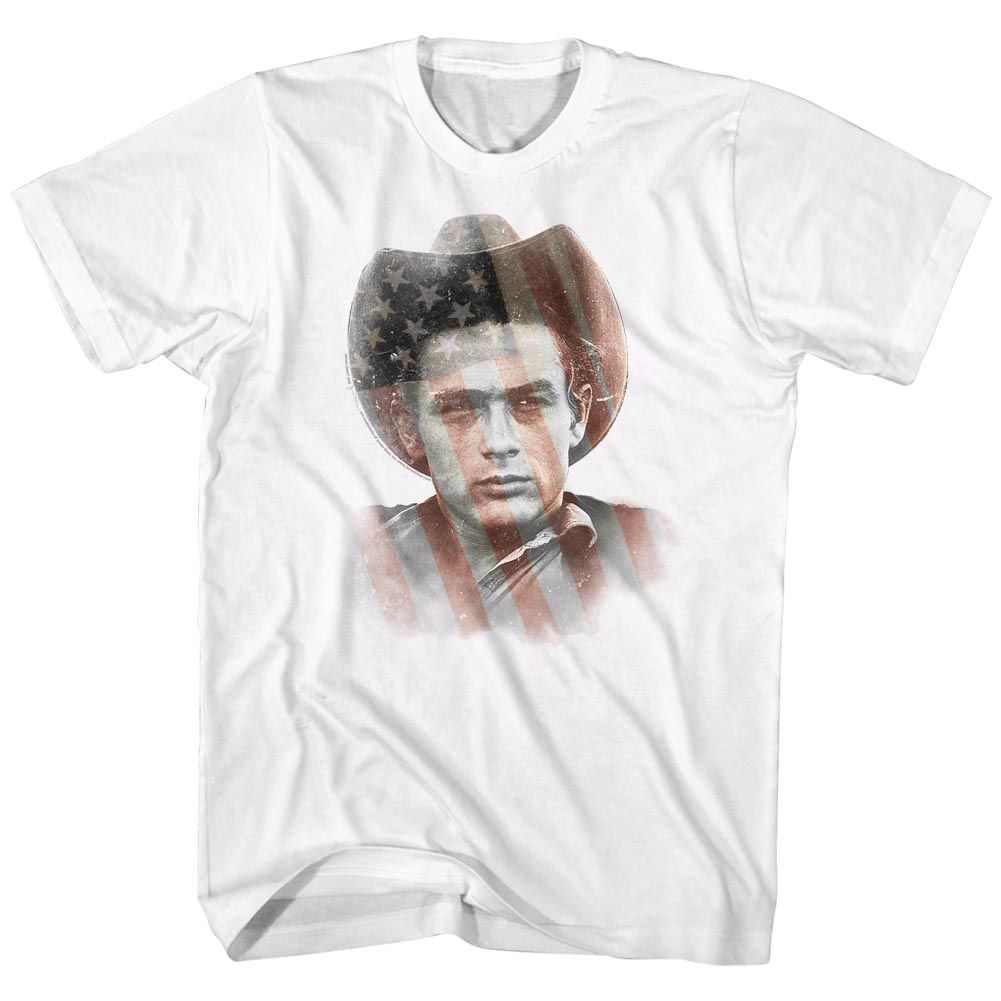 JAMES DEAN-MURICAN-WHITE ADULT S/S TSHIRT