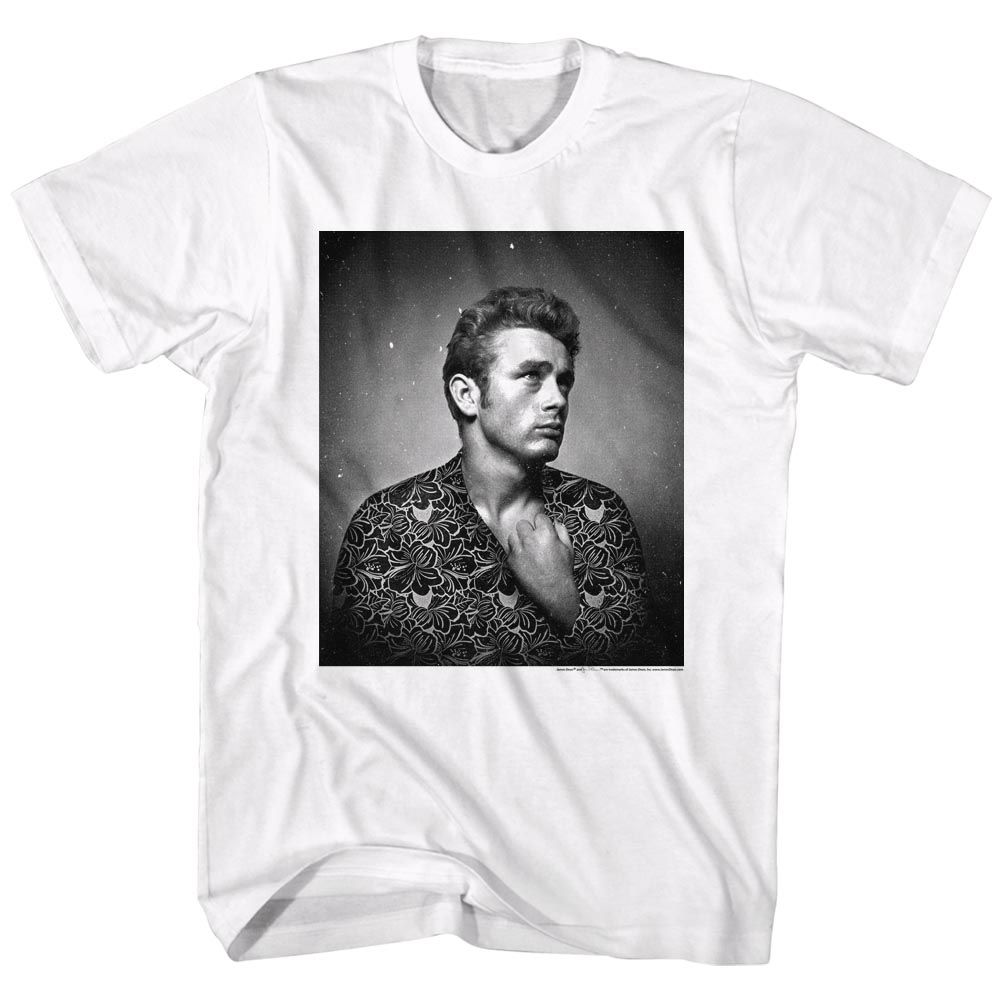 JAMES DEAN-FLOWER PRINT-WHITE ADULT S/S TSHIRT