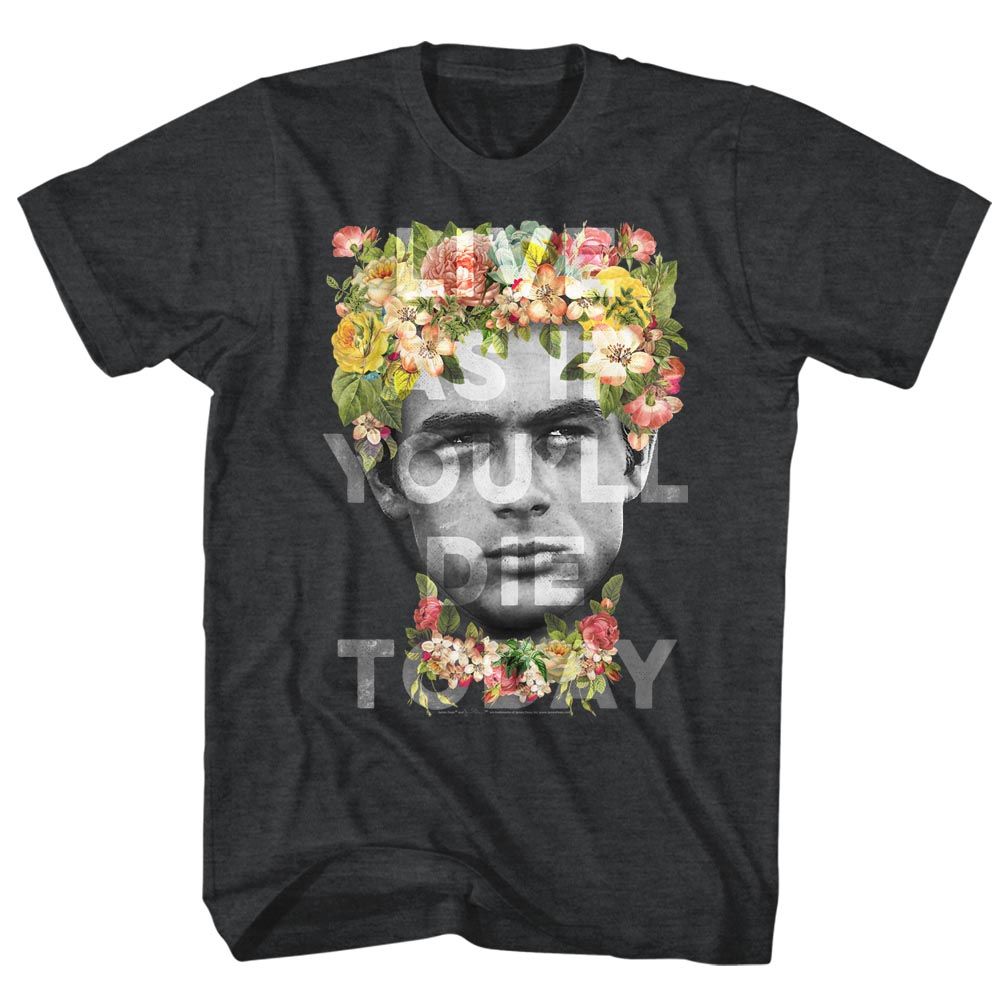 JAMES DEAN-FLOWER CROWN-BLACK HEATHER ADULT S/S TSHIRT