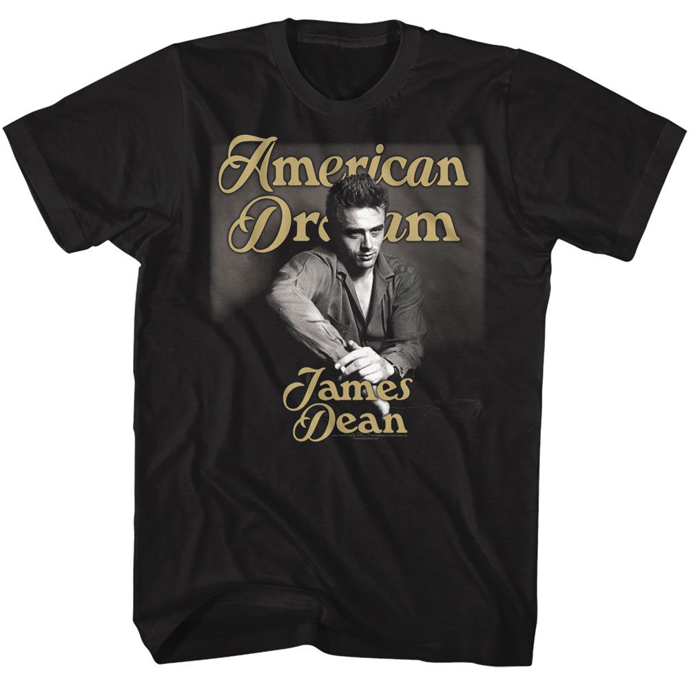JAMES DEAN-JAMES DEAN GOLD TEXT-BLACK ADULT S/S TSHIRT