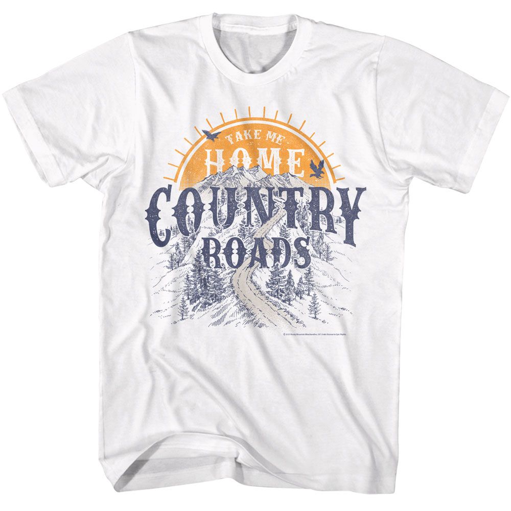 JOHN DENVER-JOHN DENVER TAKE ME HOME COUNTRY ROADS-WHITE ADULT S/S TSHIRT