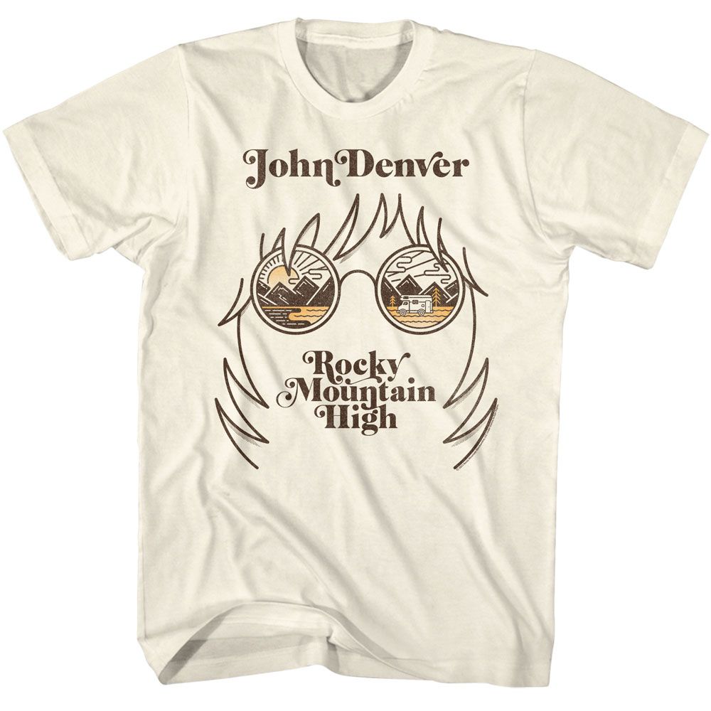 JOHN DENVER-JOHN DENVER LANDSCAPE GLASSES-NATURAL ADULT S/S TSHIRT