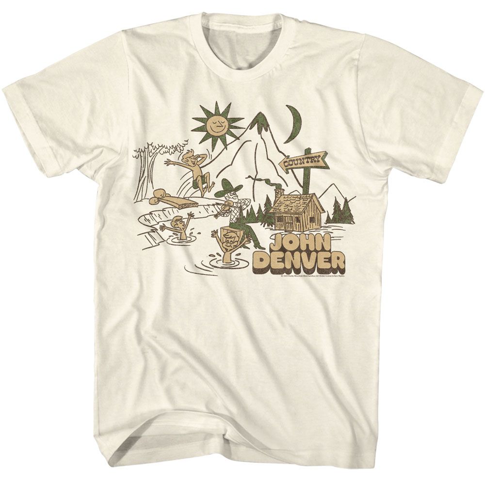 JOHN DENVER-JOHN DENVER COUNTRY CABIN AND LAKE-NATURAL ADULT S/S TSHIRT