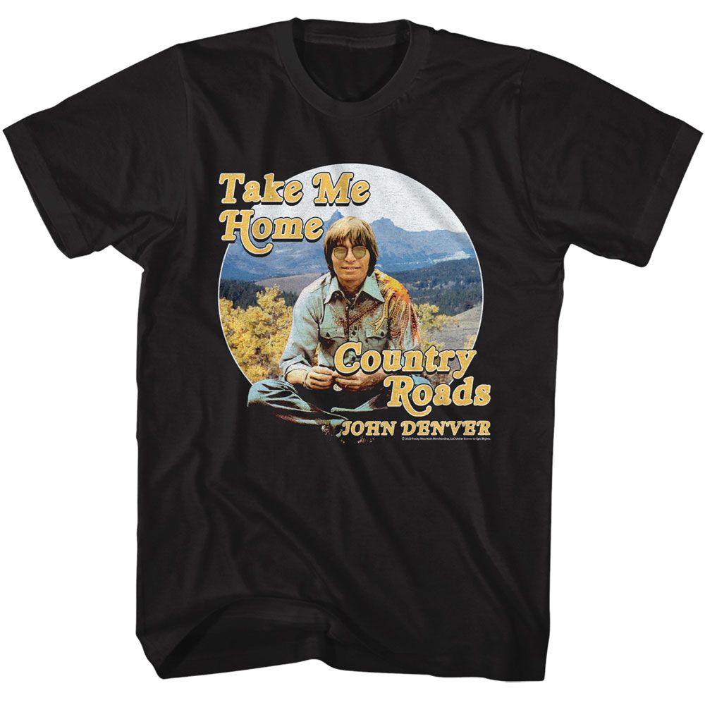 JOHN DENVER-JOHN DENVER CIRCLE MOUNTAIN RANGE-BLACK ADULT S/S TSHIRT