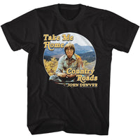 Thumbnail for JOHN DENVER-JOHN DENVER CIRCLE MOUNTAIN RANGE-BLACK ADULT S/S TSHIRT