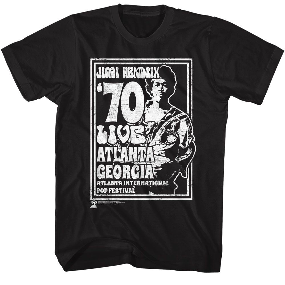 JIMI HENDRIX-ATLANTA 70-BLACK ADULT S/S TSHIRT