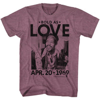 Thumbnail for JIMI HENDRIX-BOLD AS LOVE-LIGHT MAROON HEATHER ADULT S/S TSHIRT
