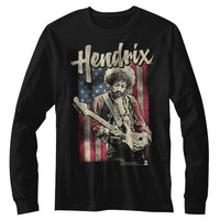 Thumbnail for JIMI HENDRIX-JIMI HENDRIX FLAG-BLACK ADULT L/S TSHIRT